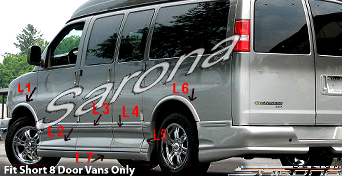 Custom Chevy Express Van  Short Wheel Base Side Skirts (2003 - 2025) - $1980.00 (Part #CH-012-SS)